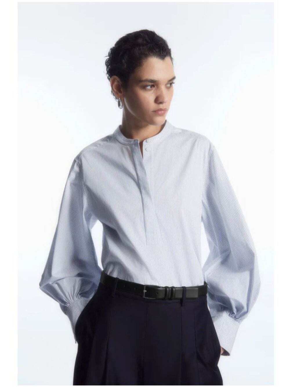 COS Gathered Grandad-Collar Blouse